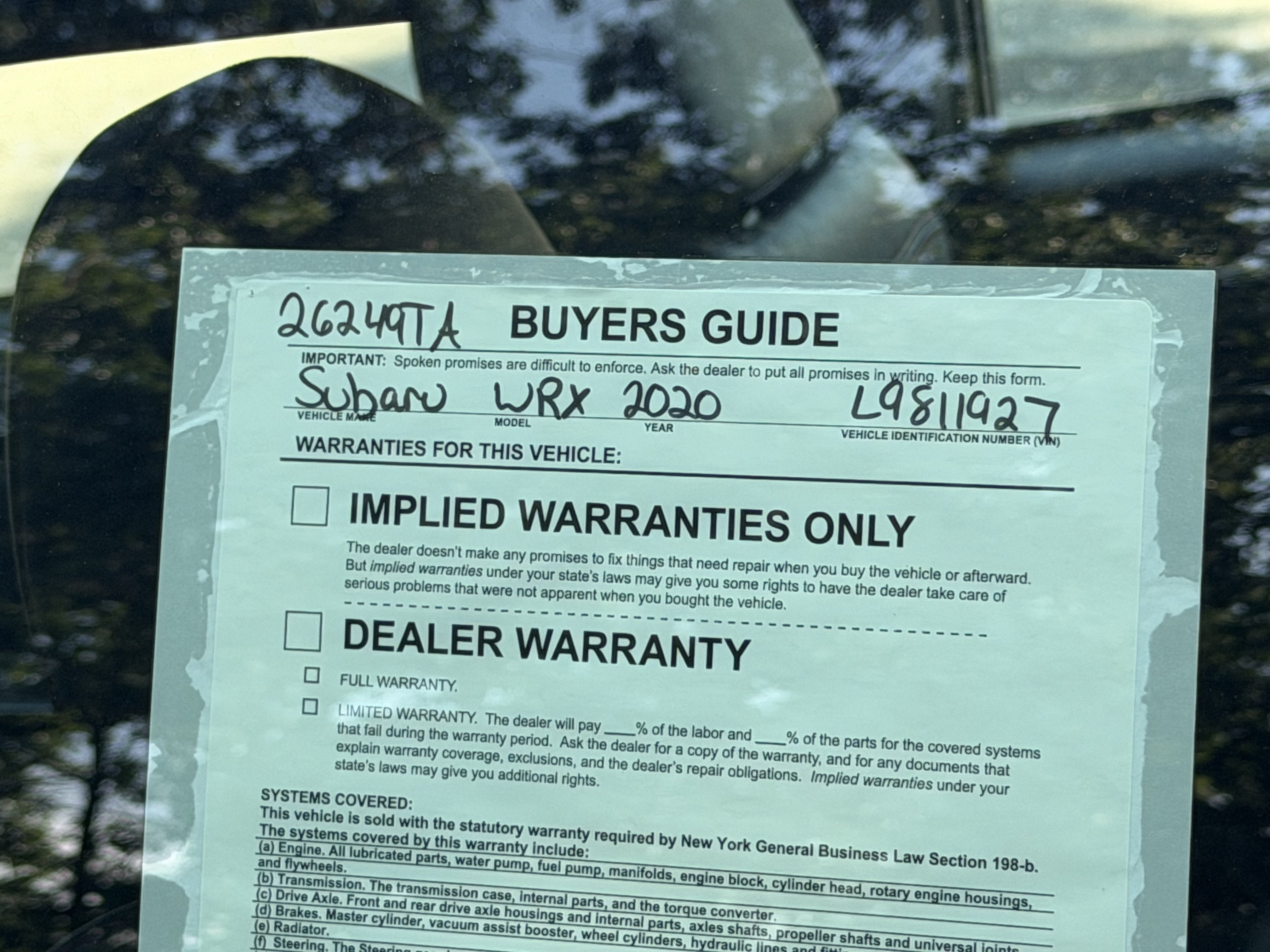 2020 Subaru WRX Limited