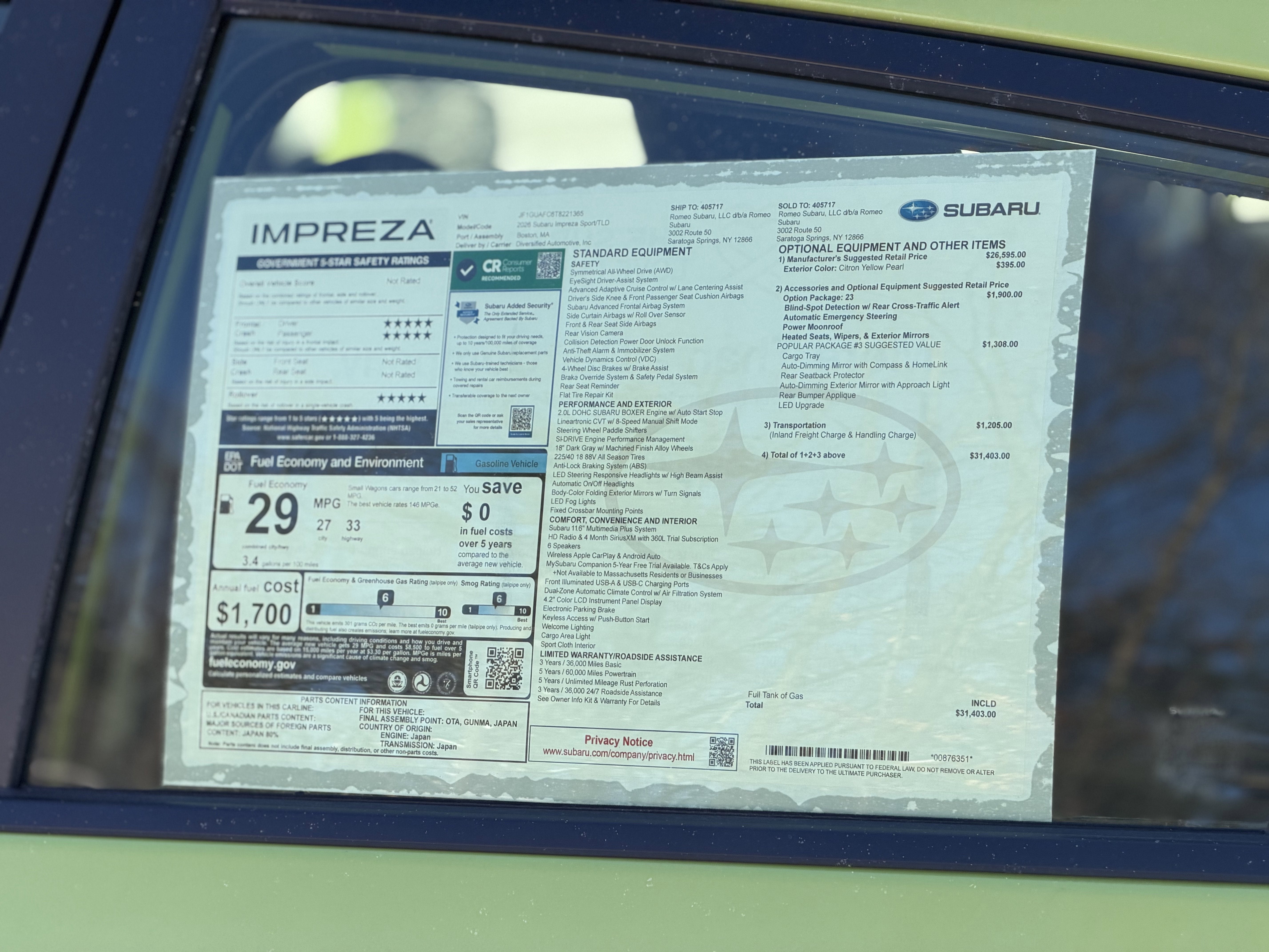 2026 Subaru IMPREZA Sport